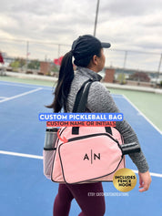 Pink Pickleball Bag for Women with Modern Monogram