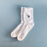 Embroidered Monogram Grip Socks