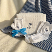Embroidered Monogram Grip Socks