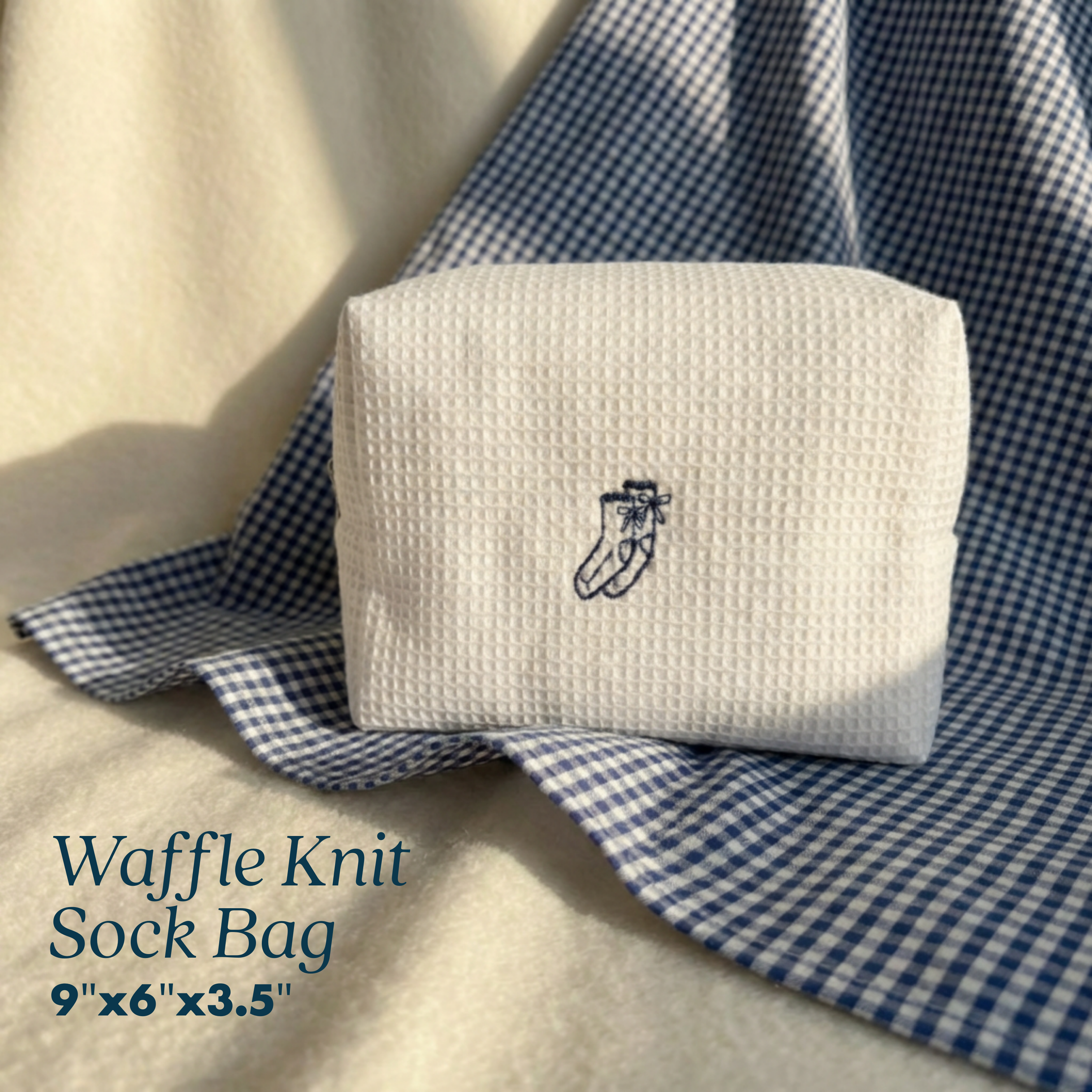 Embroidered Monogram Grip Socks