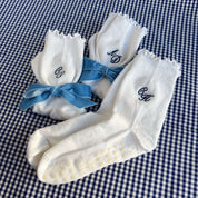 Embroidered Monogram Grip Socks
