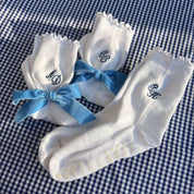 Embroidered Monogram Grip Socks