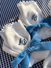 Embroidered Monogram Grip Socks