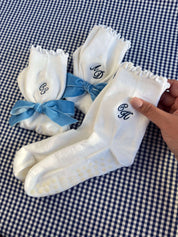 Embroidered Monogram Grip Socks