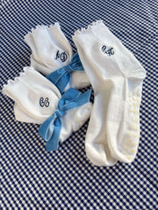 Embroidered Monogram Grip Socks