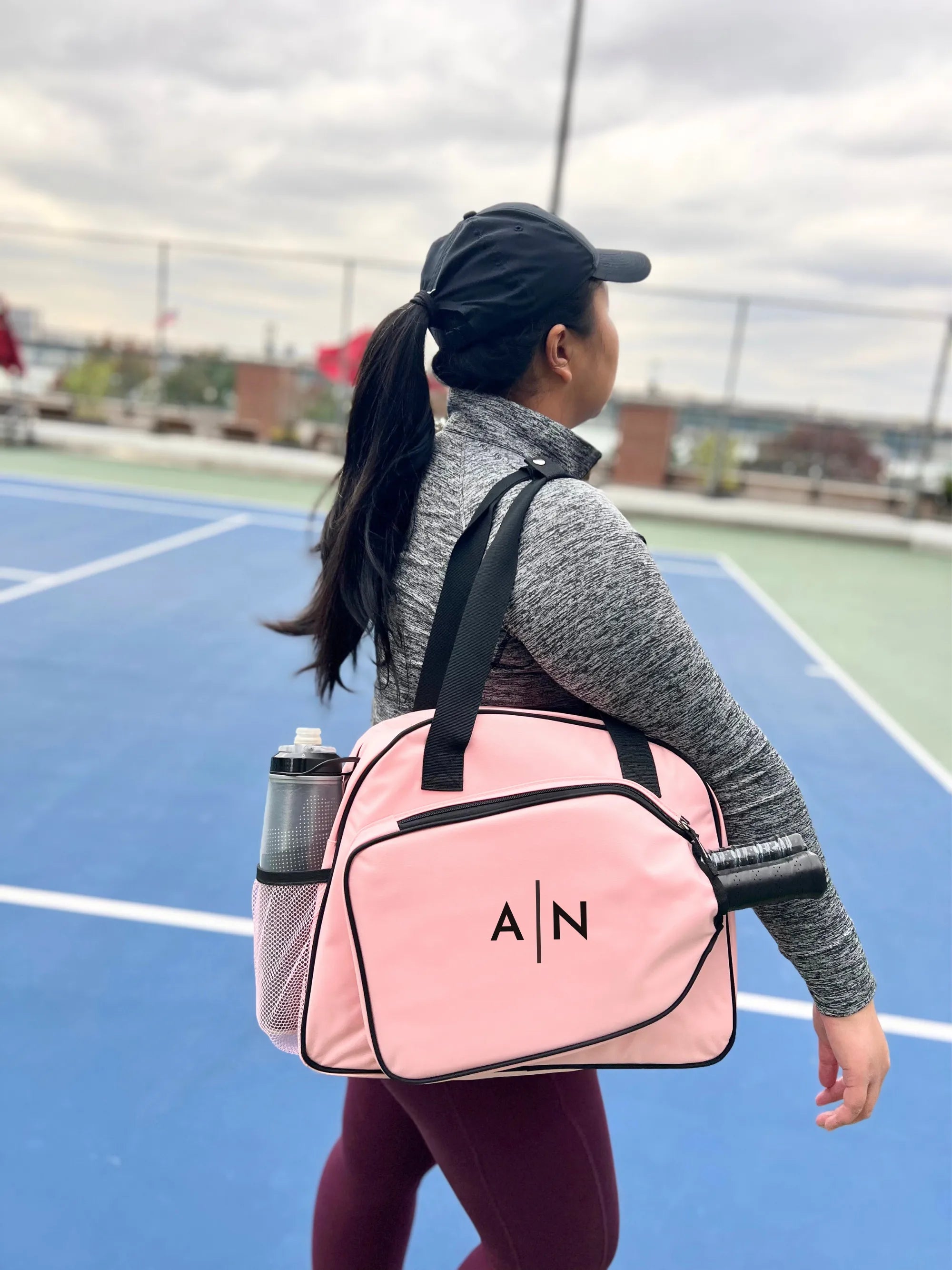 Pink Pickleball Bag for Women with Modern Monogram